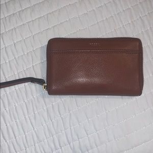 Brown Fossil Wristlet